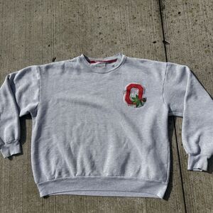 VTG Ohio State Buckeyes Majestic Crewneck Sweatshirt Embroidered Patch Sz L / XL